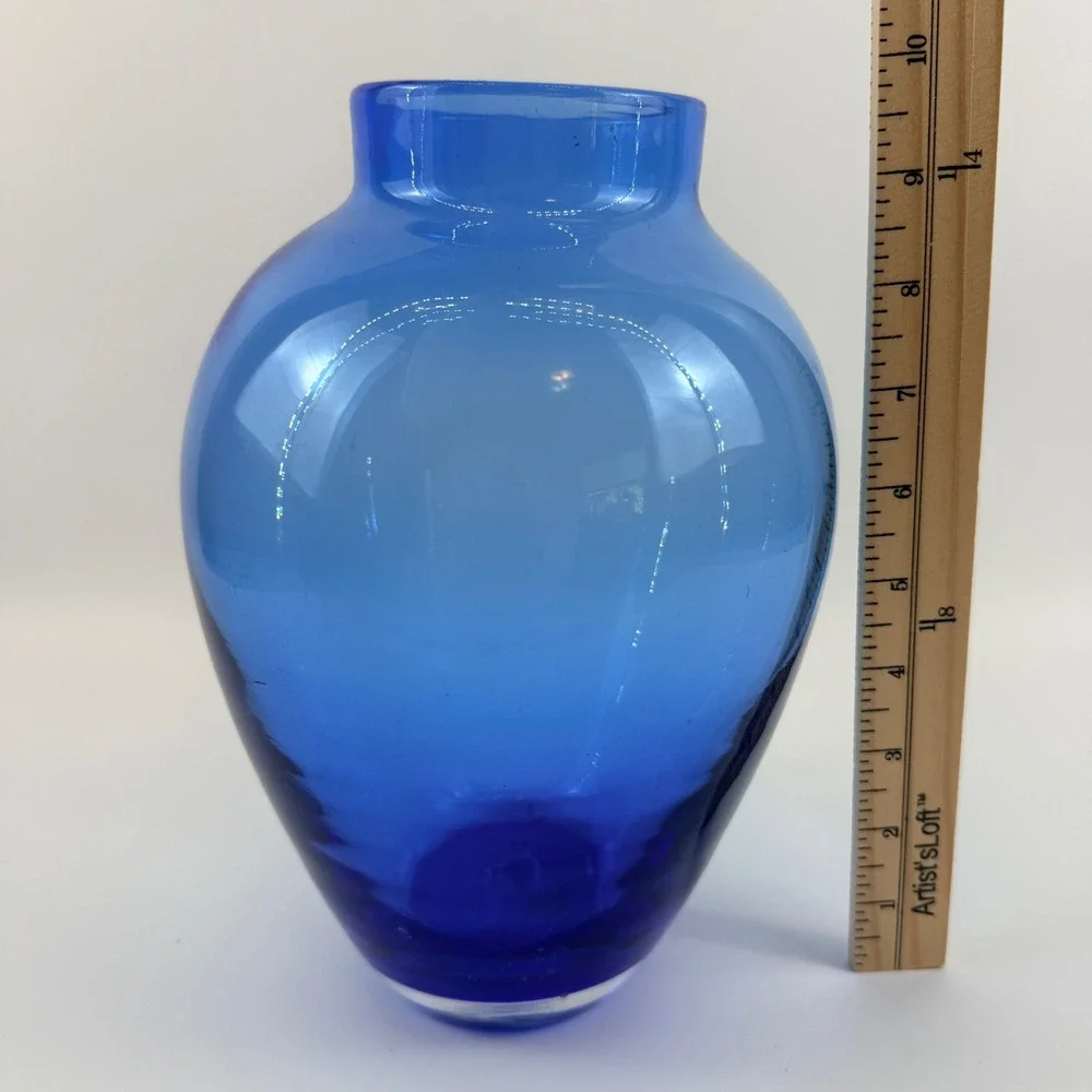 Blenko 8821M Azure‎ Blue Vase Hank Adams 10